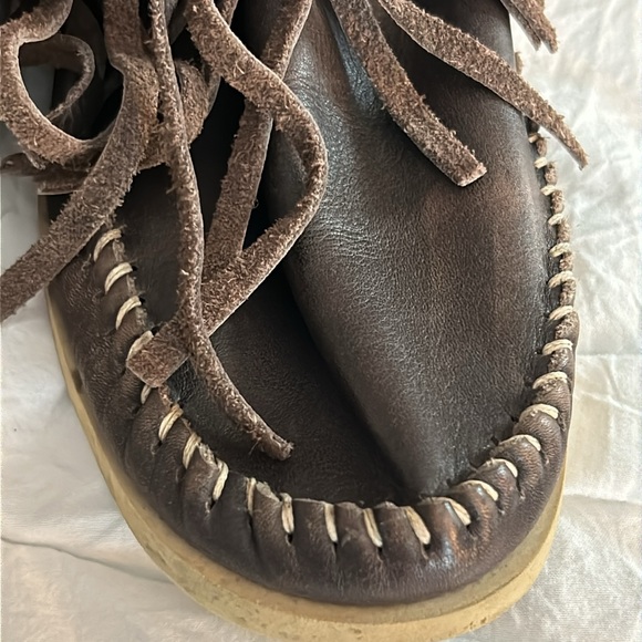 Vintage Hector Riccione Calf Leather Pull On Moccasin Fringe Studded Boots - Picture 10 of 12